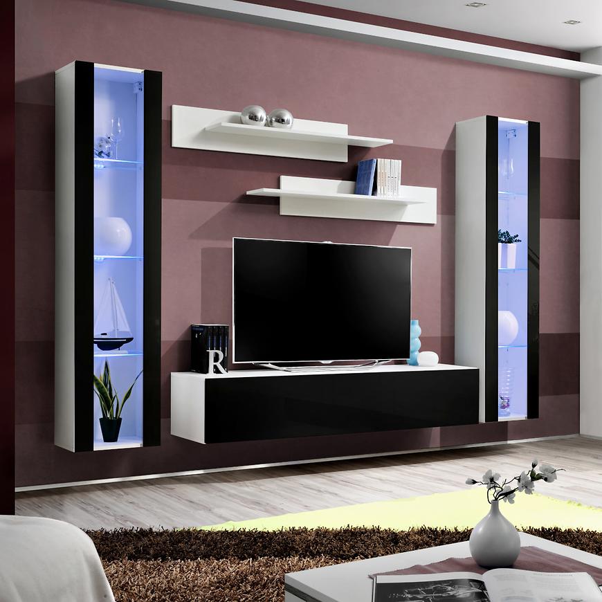 Obývací stěna Fly A2+sklo černá/bílá Baumax