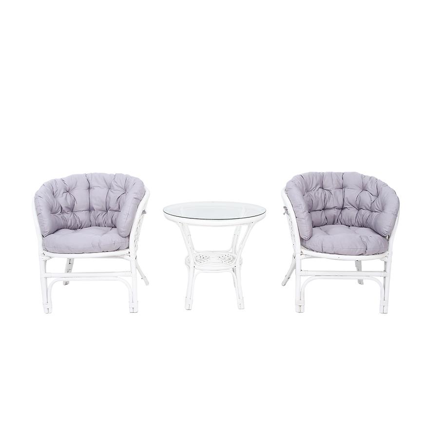 Sada rattan Bahama 1+2 šedá/bílý Baumax