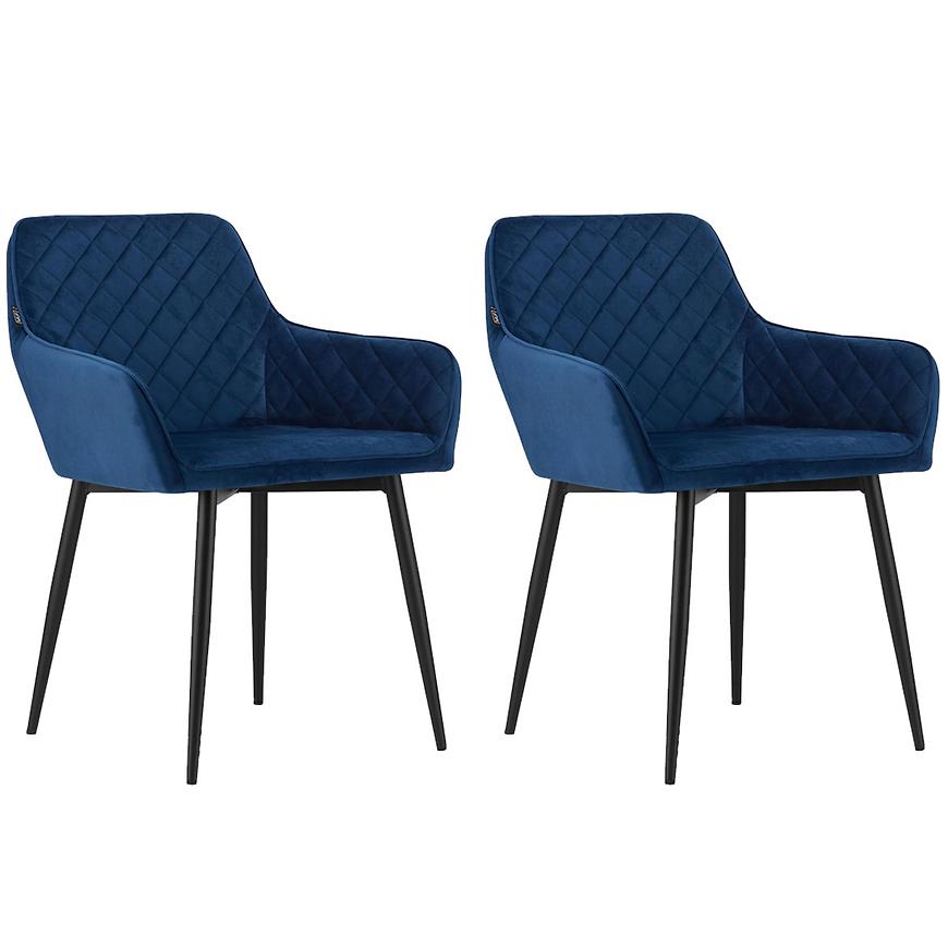 Set 2 Židlí Nola Samet Modrý/Nohy Černé 8216 Baumax