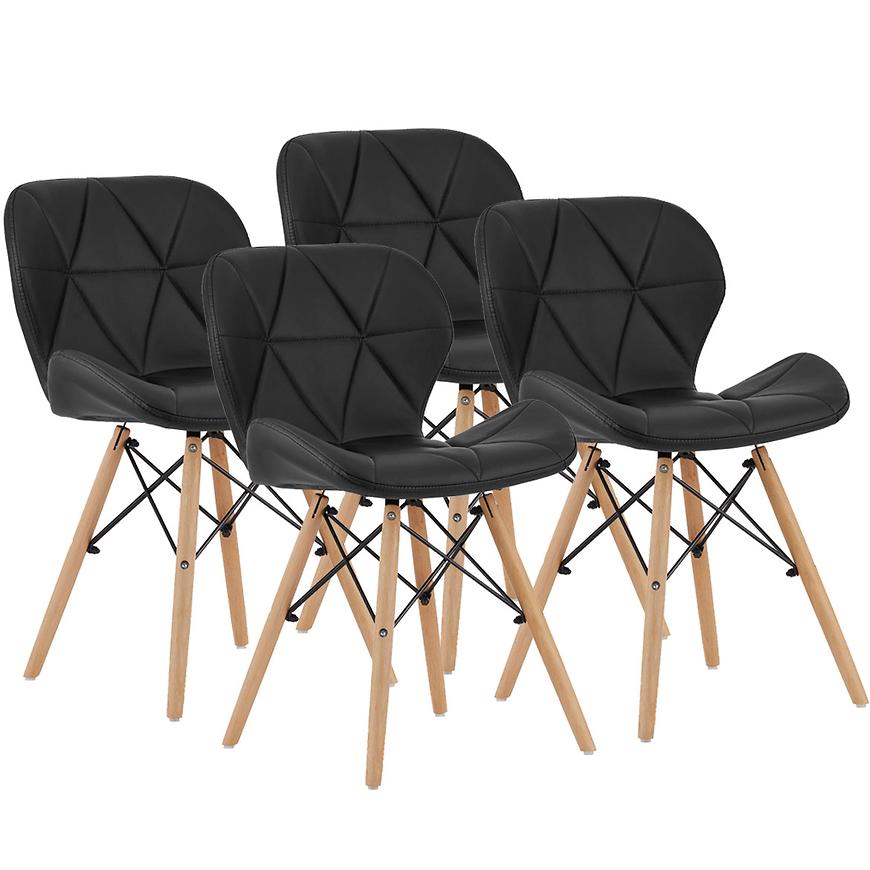 Set 4 Židlí Lago Eko Kůže Černé/Nohy Dřevo 1231 Baumax