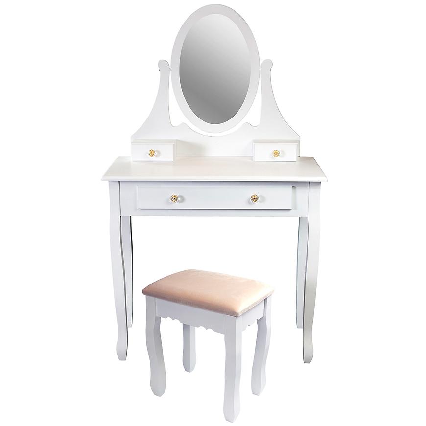 Toaletní stolek Bílý se zrcadlem a stoličkou Cm-881549 Baumax