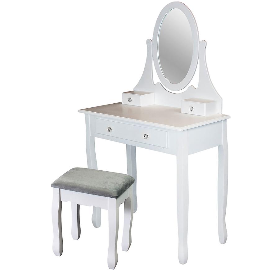 Toaletní stolek Bílý se zrcadlem a stoličkou Cm-881556 Baumax