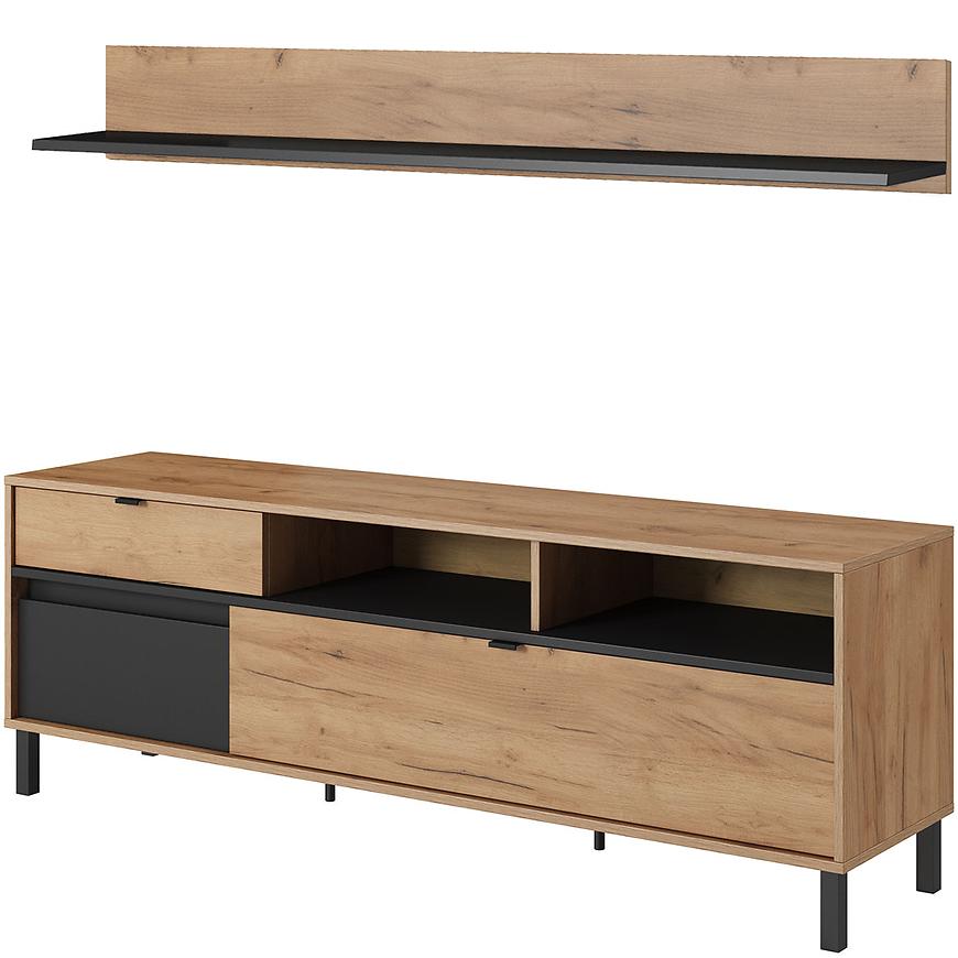 Tv Stolek Wellin + Polička B dub craft zlatý/antracit Baumax