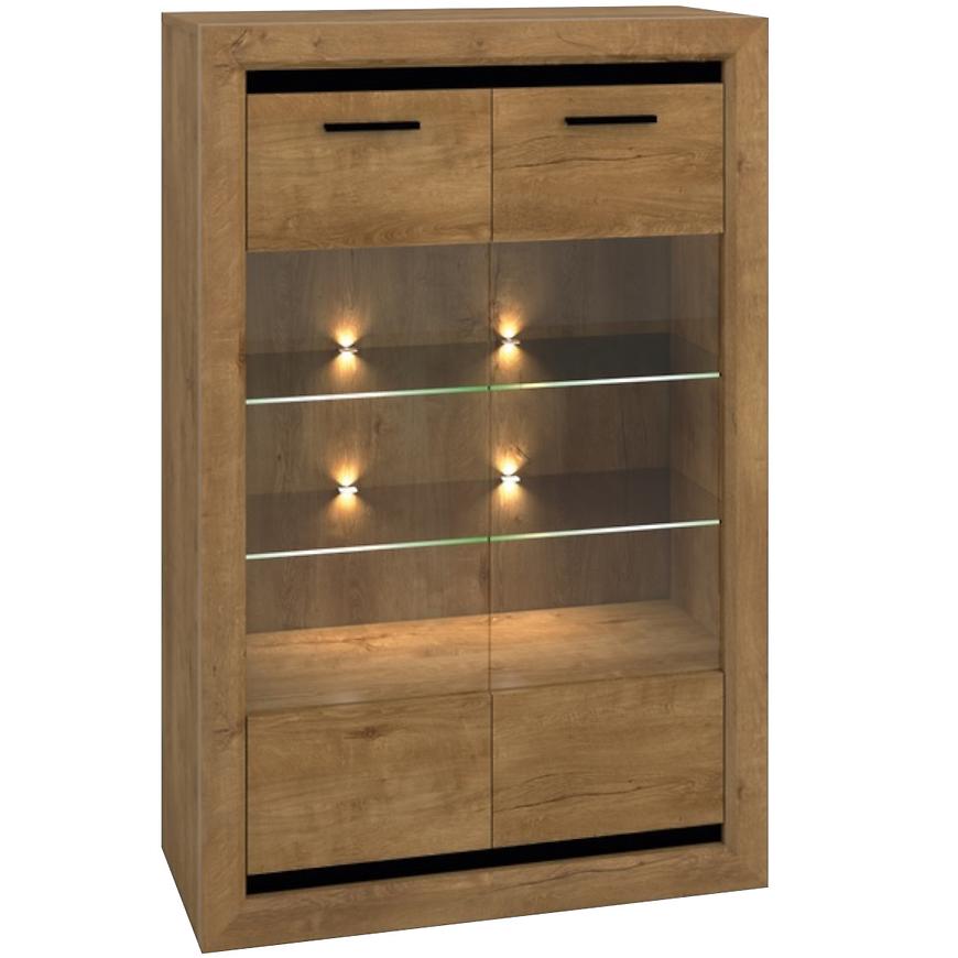 Vitrína Nízka Baltica 05/S 92 Dub lefkas+černá Baumax