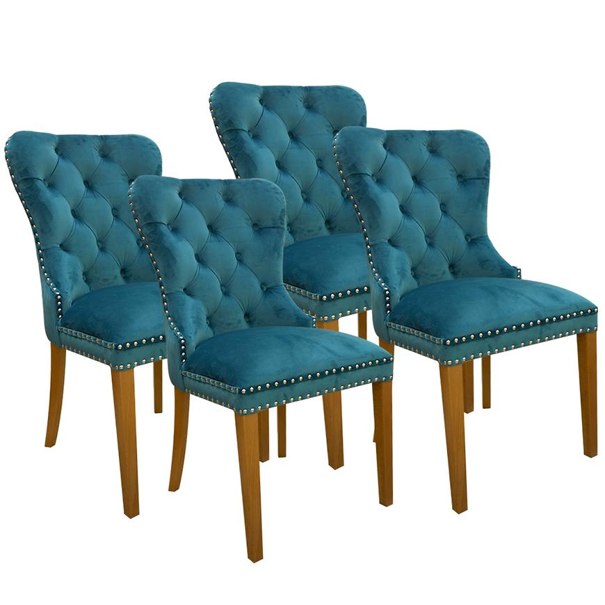 Židle Madame Modrý/Dub – 4 ks Baumax