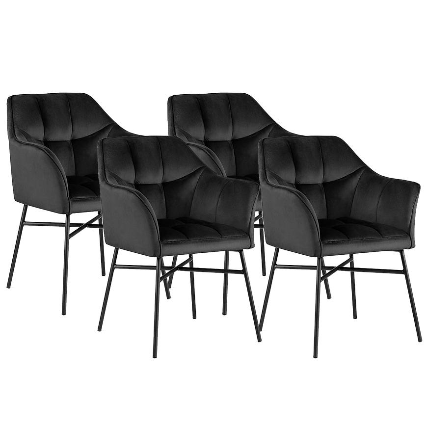 Židle Rimini Velvet - Černá/ Noha Černá - 4 ks Baumax