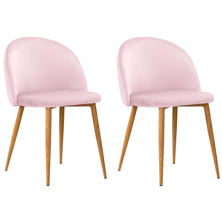 Židle Song Aksamit Růžový/ Noha Dub - 2 ks - 2 ks Baumax