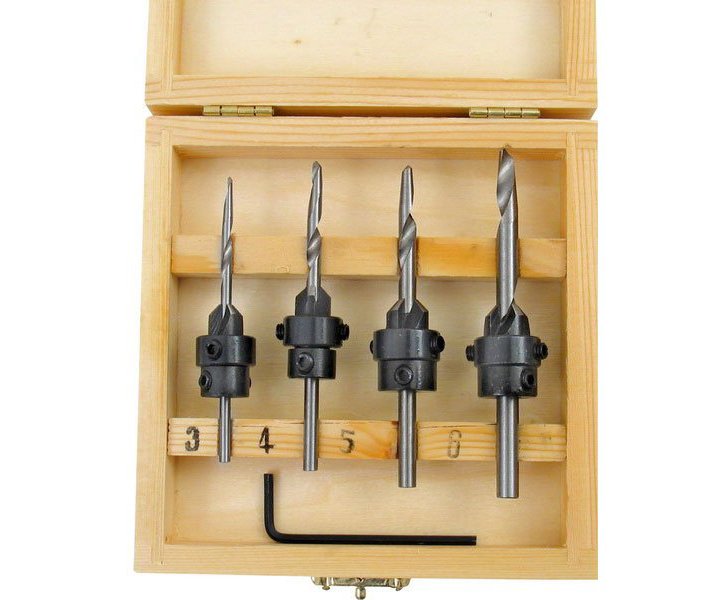 Vrtáky s dorazem a záhlubníkem sada 4ks