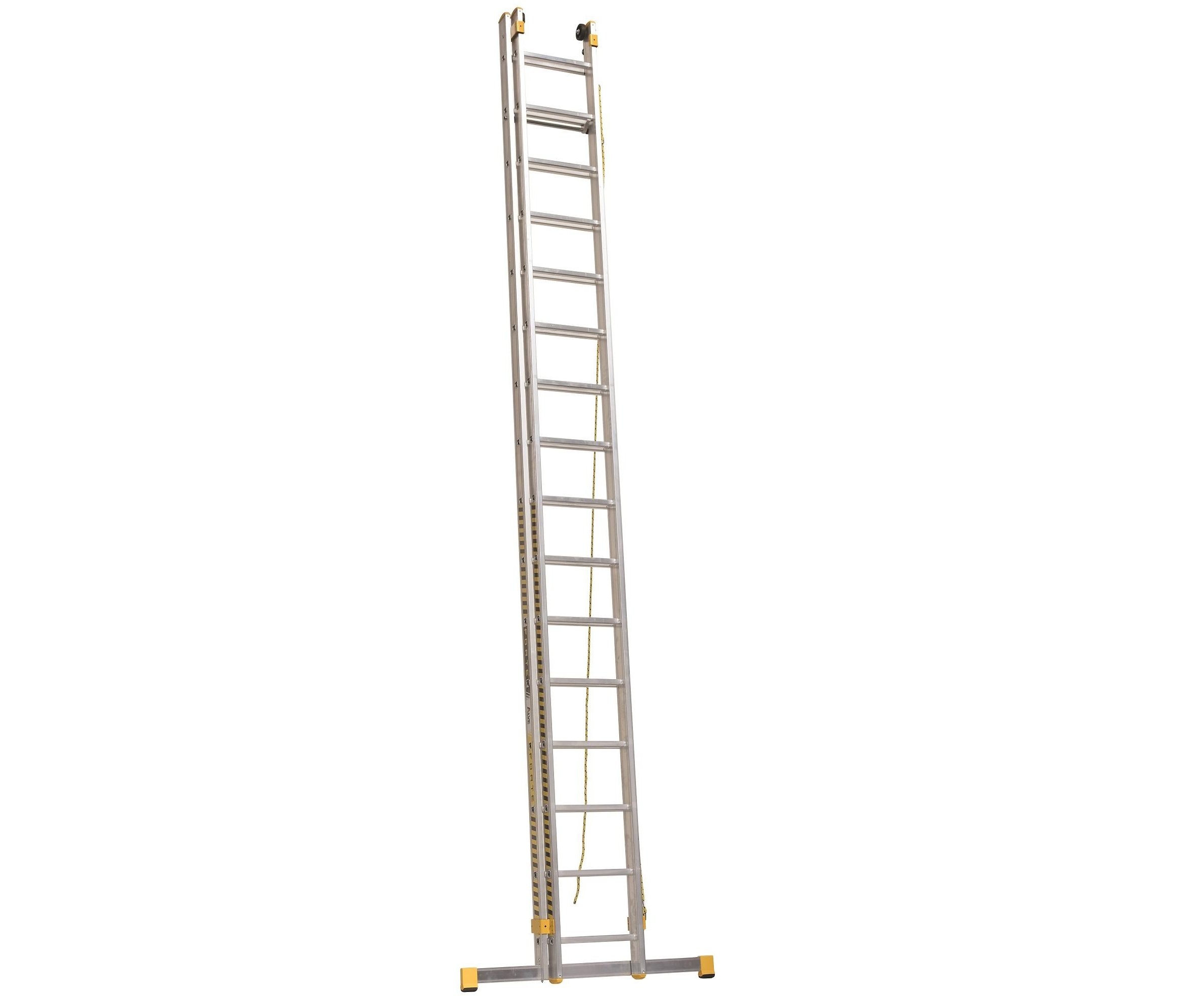 Alve Forte dvoudílný výsuvný hliníkový žebřík s lanem rozšířená verze - 2x16 FORTE 8816