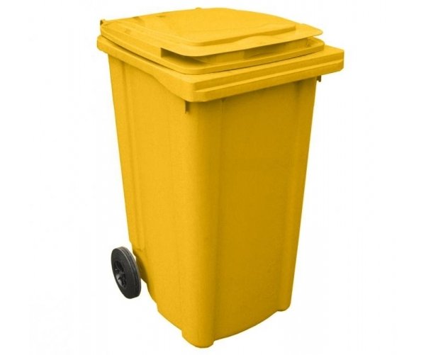 Popelnice plastová 240l s kolečky - žlutá