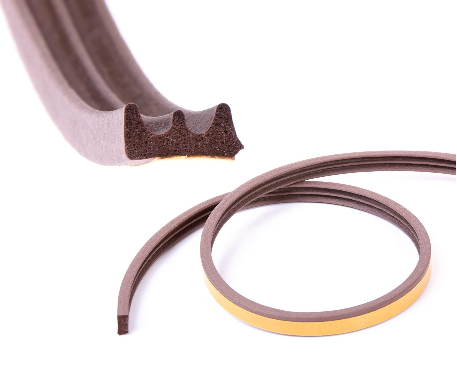 Těsnění oken a dveří E profil 9x4mm TESA samolepicí - hnědé