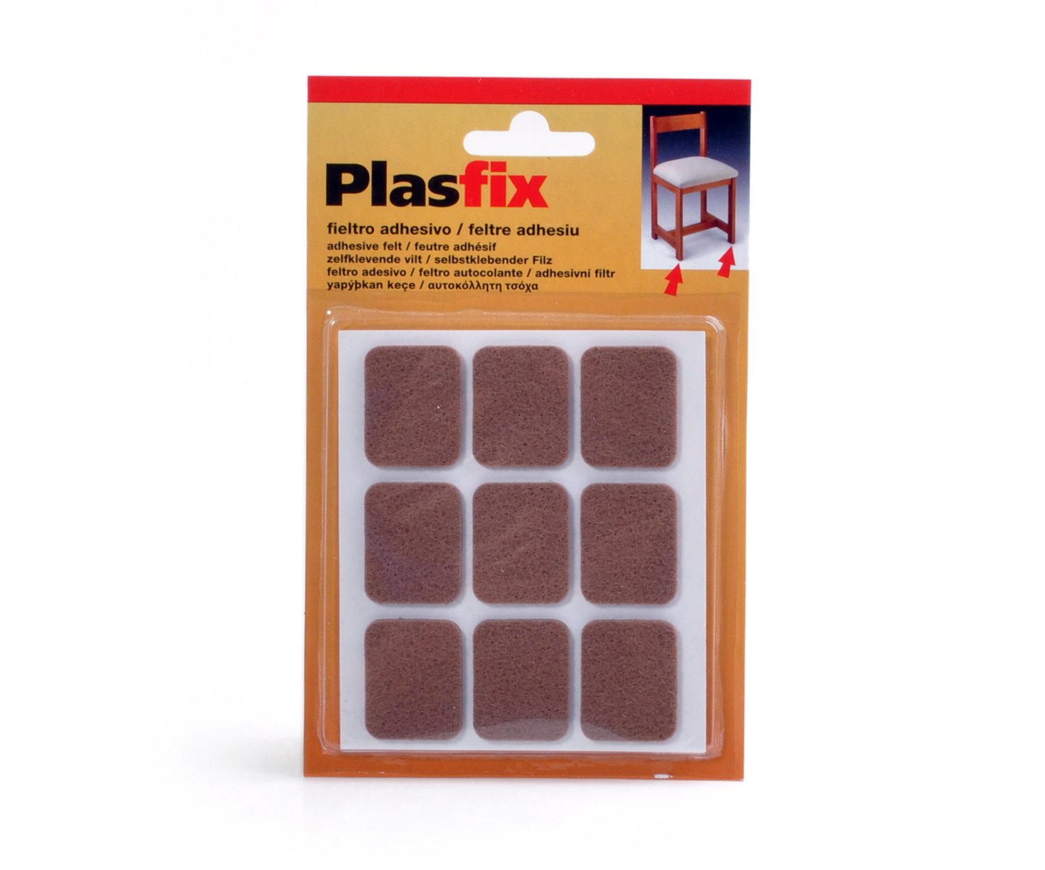 Kluzák filcový hranatý hnědý - 17x17mm 20ks