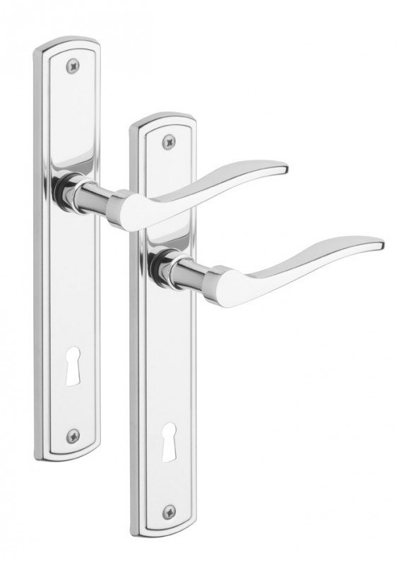 Rostex Terno štítové dveřní kování - klika - knoflík pro klíč 72mm Cr Nerez