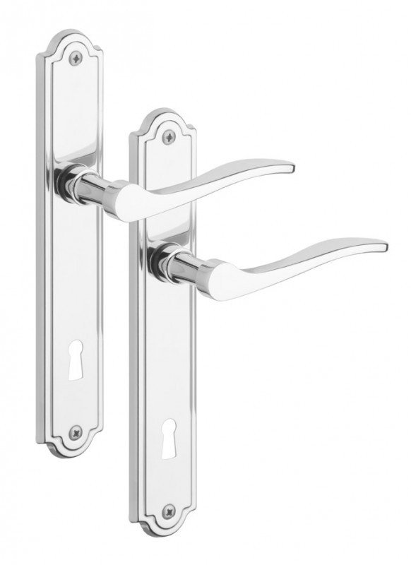 Rostex Toska štítové dveřní kování - klika - knoflík pro klíč 72mm Cr Nerez