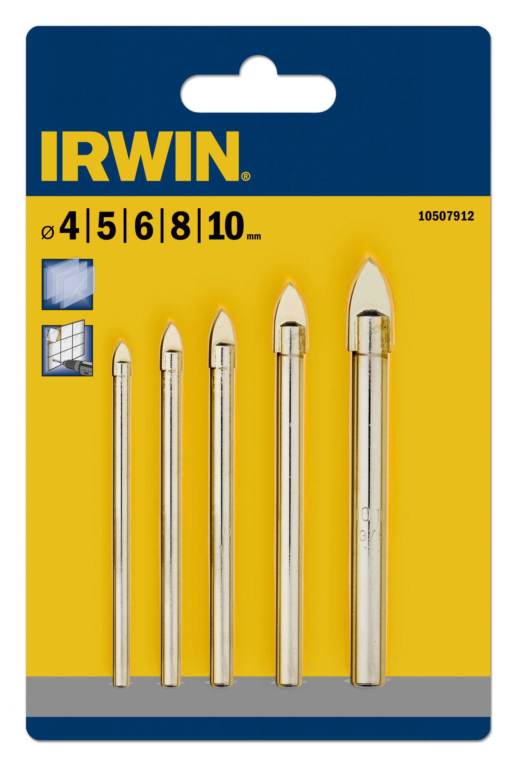 Sada vrtáků do skla a dlažby 5ks 4-10mm Irwin