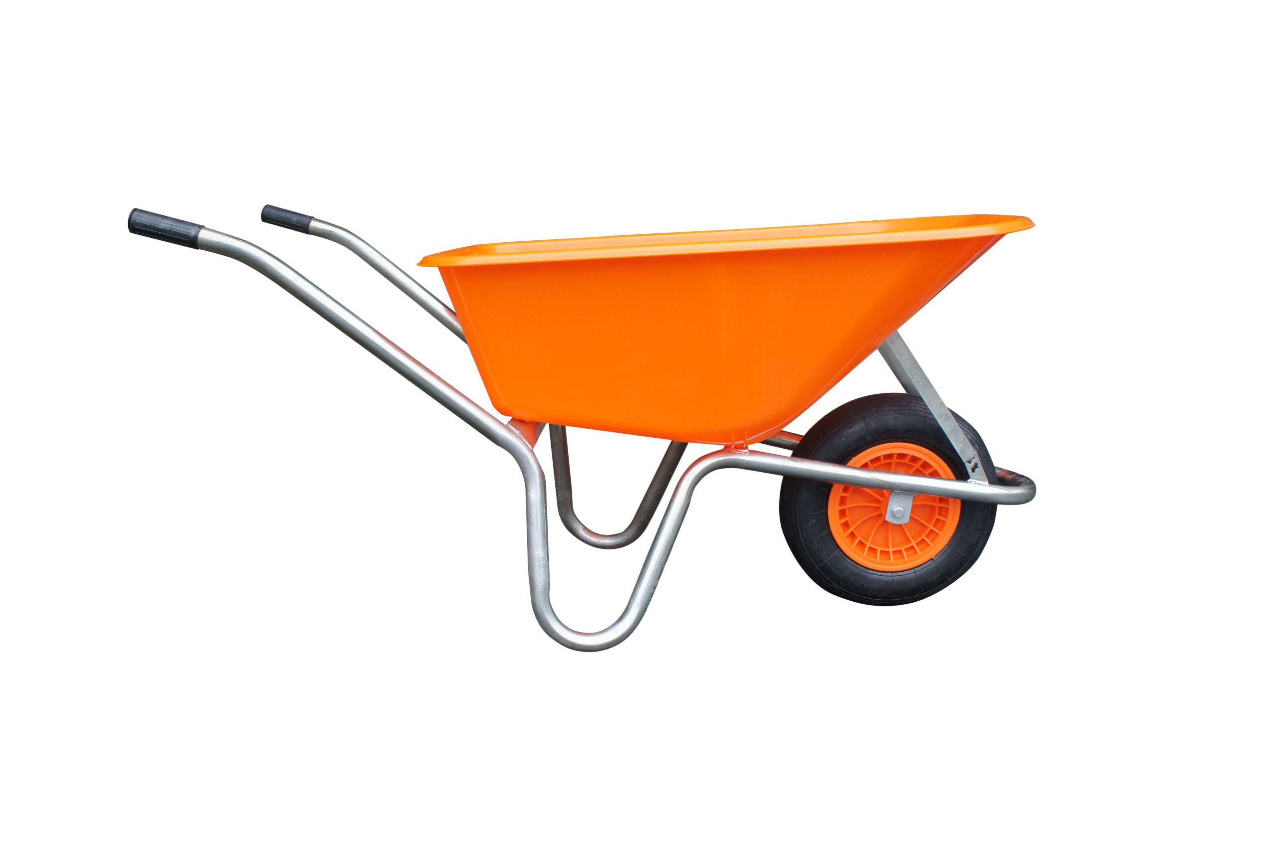 Kolečko zahradnické Livex 100l - oranžové/Zn rám