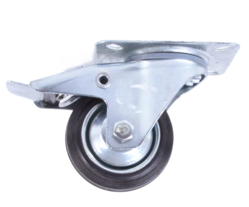 Kolo otočné černé s brzdou - BSR 100