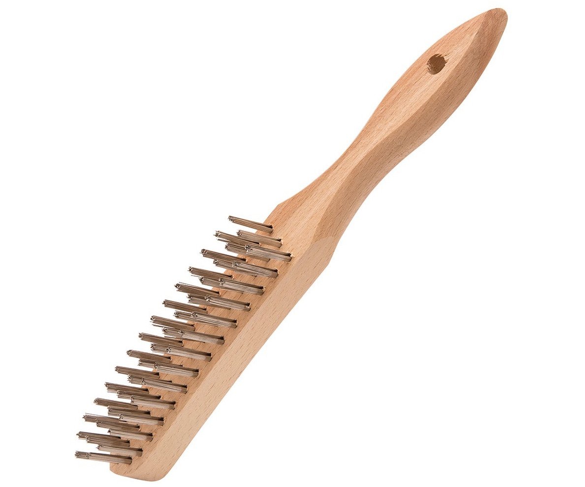 Kartáč drátěný nerez 3řady dřevěný