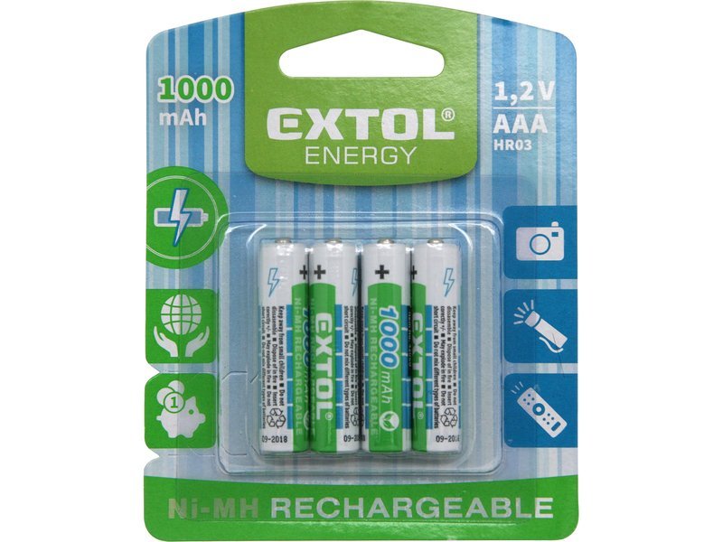 Nabíjecí baterie Extol 4ks HR03 (AAA