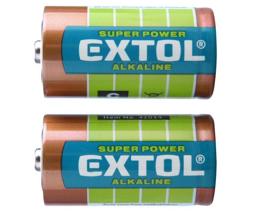 Baterie Extol alkalické 2ks C/LR14