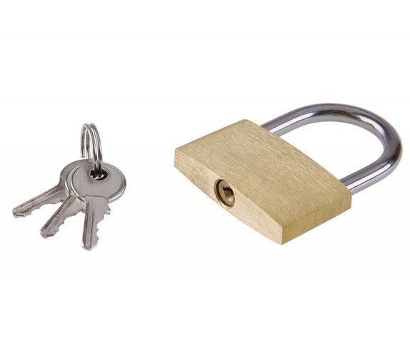 Zámek visací mosaz 3 klíče - 40mm