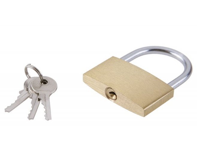 Zámek visací mosaz 3 klíče - 50mm