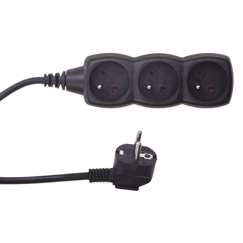 Šňůra prodlužovací 3 zásuvky - 1.5m černá