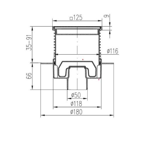 Vpusť podlahová spodní NEPTUN D 50 mm