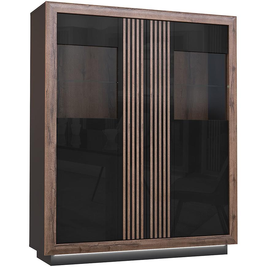 Vitrína ACHACY dub ušlechtilý/černá Baumax