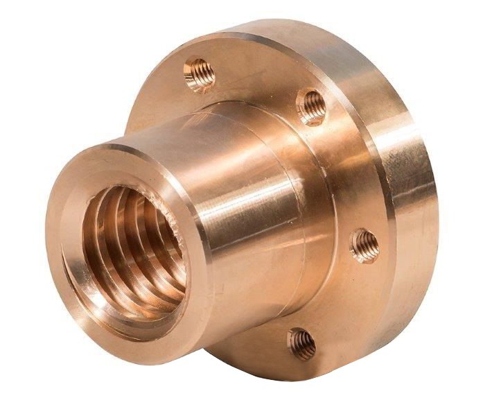 Matice trapézová bronzová s přírubou - 12x3