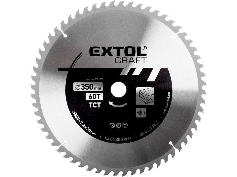 Kotouč pilový s SK plátky Extol Craft - 350x2.2x30mm 60z