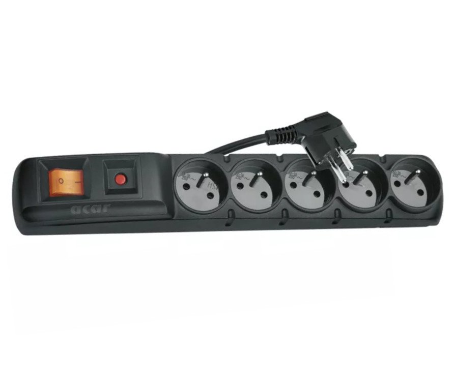 Šňůra prodlužovací s ochranou 1.5m 5 zásuvek - černá