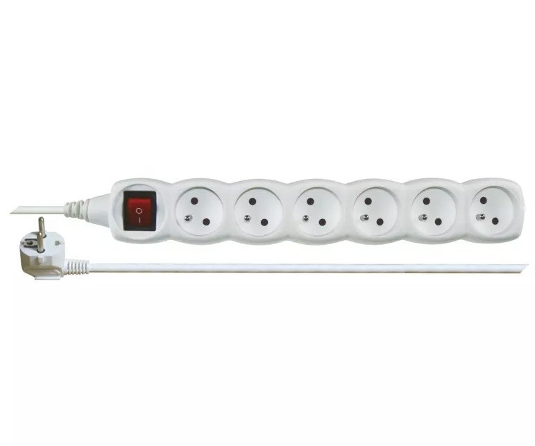 Šnůra prodlužovací s vypínačem 6 zásuvek 3m