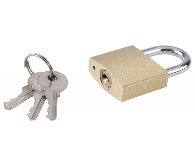 Zámek visací mosaz 3 klíče zesílený - 35mm