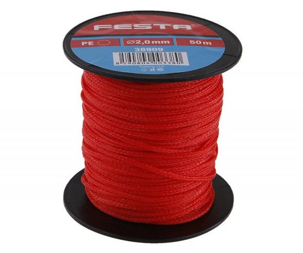 Provázek zednický Festa - červený 2mm/50m