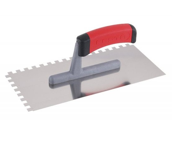 Hladítko nerez zubové gumová ručka - E8