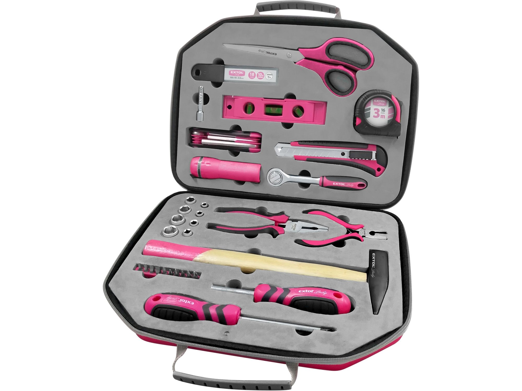 Sada nářadí 47ks CrV růžová Extol Lady 6590