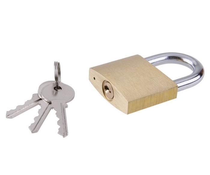 Zámek visací mosaz 3 klíče zesílený - 50mm