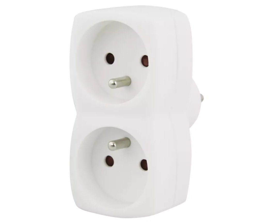 Zásuvka rozbočovací 2x kulatá bílá