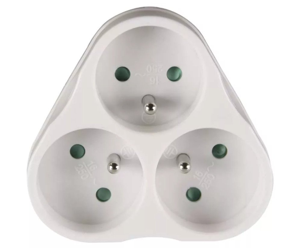 Zásuvka rozbočovací 3x kulatá bílá