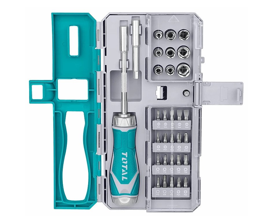 Sada bitů a hlavic 33ks s rukojetí Total TACSD30336