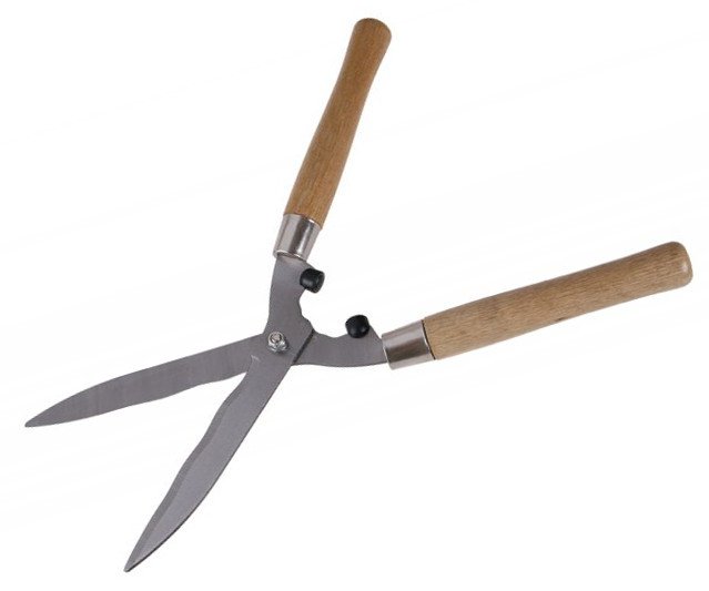 Nůžky na živý plot vlnité ostří dřevěné rukojeti