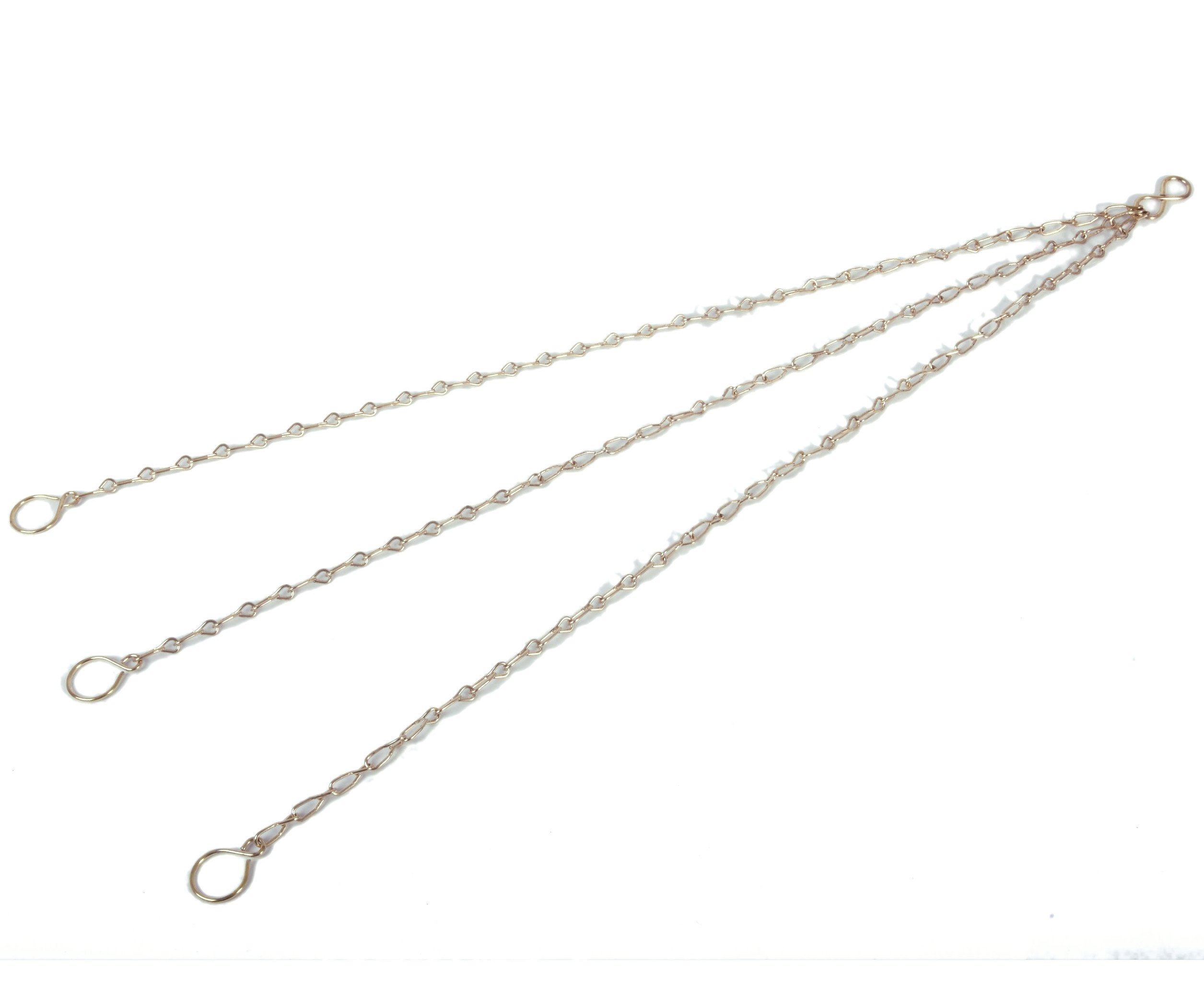 Řetízek na květináč trojzávěs - zlatý (háčky)