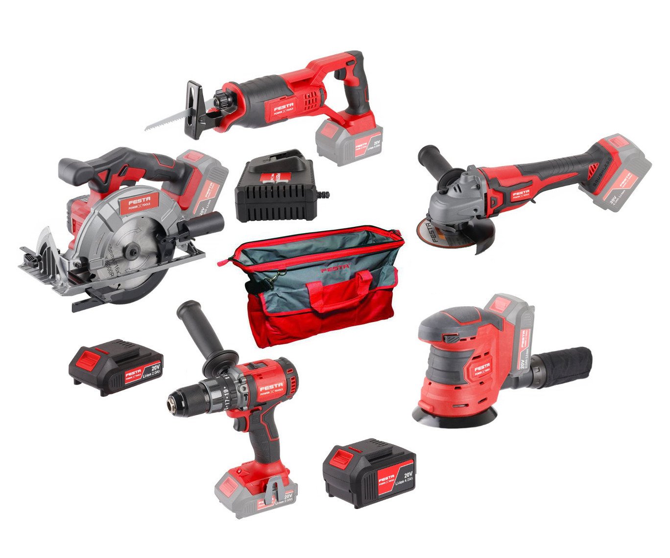 Festa 28104 SHARE20V sada aku nářadí 8ks v tašce