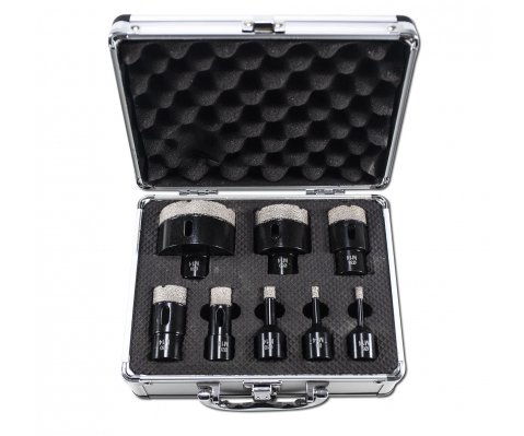 Sada vrtáků diamantových korunkových 8ks 6-68mm M14 kufr