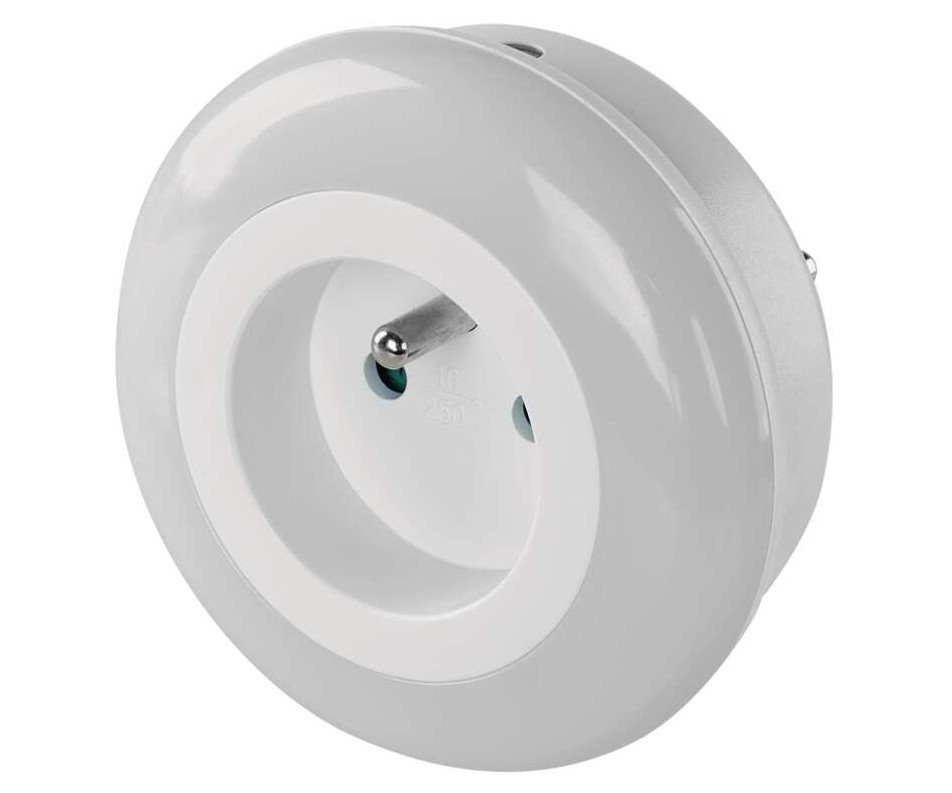 Noční světlo do zásuvky 3x LED se senzorem a průchozí zásuvkou