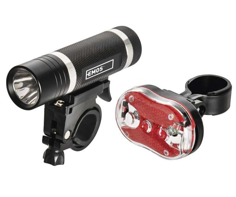 Svítilna na kolo 3W 3xLED 5xAAA sada přední/zadní