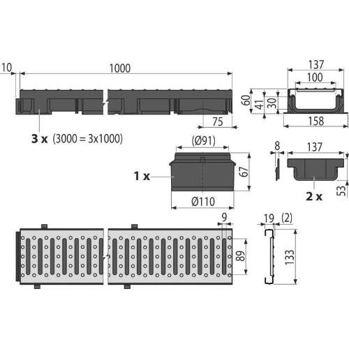 Garážový Low set 3 m (2× čelo