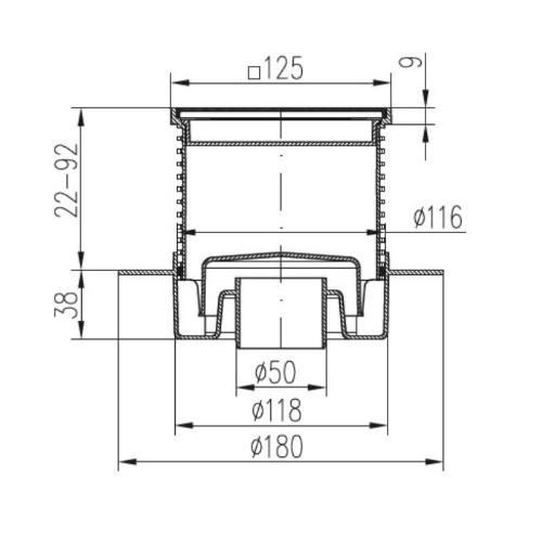 Vpusť podlahová spodní D 50 mm