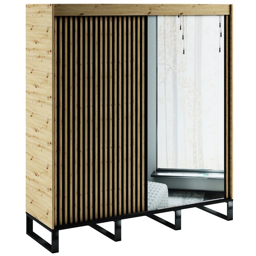 Skříň AMERICO LOFT2 200 dub artisan/černá Baumax